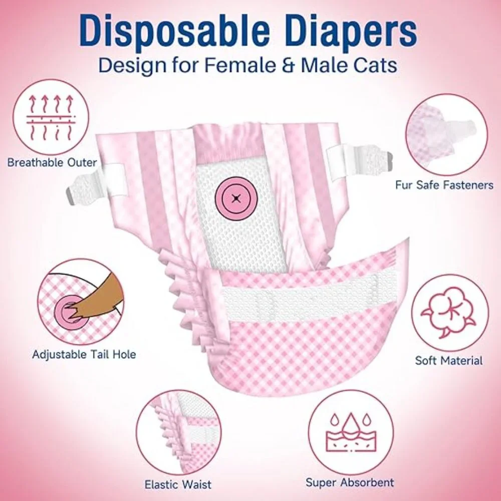 Pet Soft Disposable Cat Diapers 24 Pack Size S